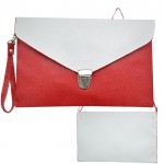 32748 - RED & WHITE LEATHER CLUTCH BAG